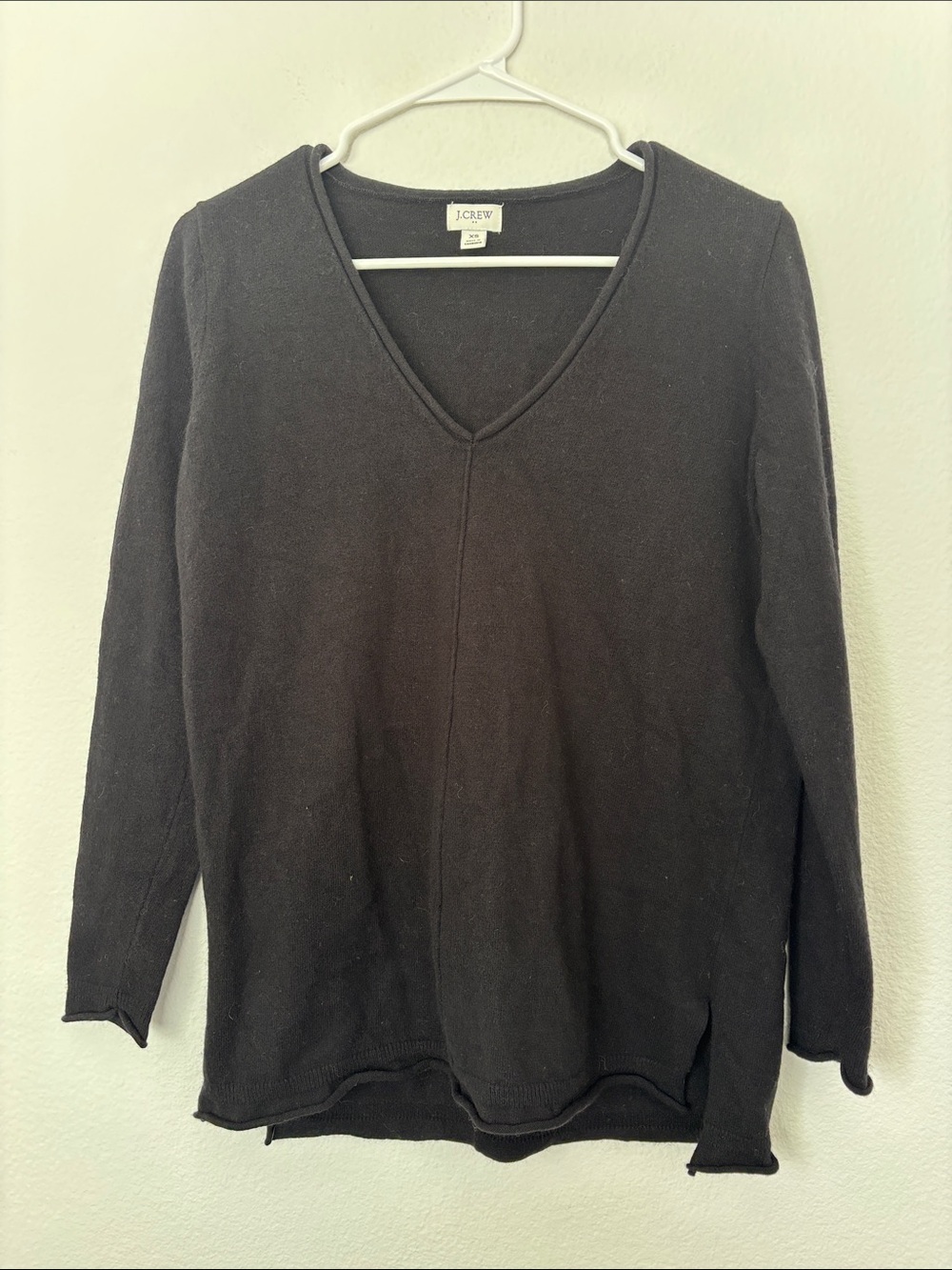 J. Crew Black V-Neck Sweater Cotton Wool Nylon Blend